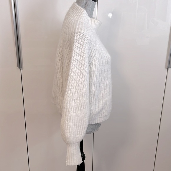 Cream Mock Neck Sweater Bell Sleeve, Size L - Picture 6 of 9
